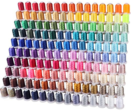 New brothread Polyester Fil machine à broder, Méga-Kit 150 Couleurs Compatible avec Brother & Janome, 40WT 1000M - Idéal pour les machines à broder domestiques et commerciales