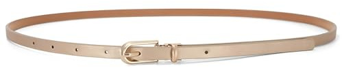 brileze Cinture in pelle skinny da donna abiti cintura sottile cintura in vita moda cintura regolabile classica in pelle PU con fibbia in lega d'oro per jeans da donna pantaloni vestito, Champagne