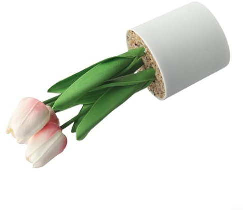 Besttoolifes Fiori artificiali di tulipano in vaso, piante in vaso di plastica, decorazione per casa, festa di nozze, giardino, fiori finti realistici (champagne)