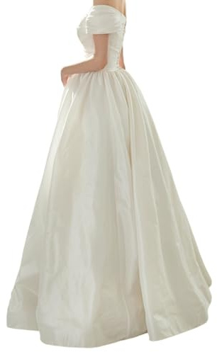 GoldeneAmeisen Abiti da Sposa Donna Elegante Bianco Senza,Abito da Sposa Bianco Lungo,Vestito da Sposa Principessa Maniche,Semplice Ed Elegante,Adatto per Cerimonie Nuziali