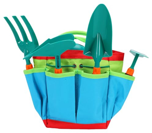 TOPINCN Juego de Herramientas de Jardinería para Niños, Juguetes de Jardín con Pala, Rastrillo, Tenedor, Regadera, Bolsa para Niños Pequeños, Juego de Jardín en la Playa Al Aire