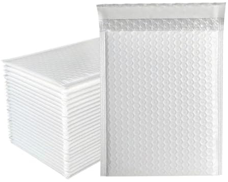 Buste Imbottite Per Spedizioni 100 pezzi di imballaggio sacchetto spedizione autosigillante nero impermeabile corriere borse bolle postali buste imbottite a d'aria borsa(White 50PCS,13 * 15cm)