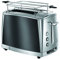 Russell Hobbs Toaster [für 2 Scheiben] Luna Edelstahl Grau (extra breite Toastschlitze, inkl. Brötchenaufsatz, 6 Bräunungsstufen + Auftau- & Aufwärmfunktion, Schnell-Toast-Technologie, 1550W) 23221-56