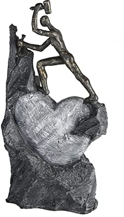 Casablanca Deko Skulptur Dekofigur aus Poly - Heart - Herz - anktik Deko - Figur bronzefarben - Höhe 37 cm