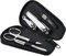 Marqus Manicure Set for Women and Men - 5-Pieces Grooming Kit - File and Tweezers from Solingen - Real Leather Case - Ideal for Travelling, black