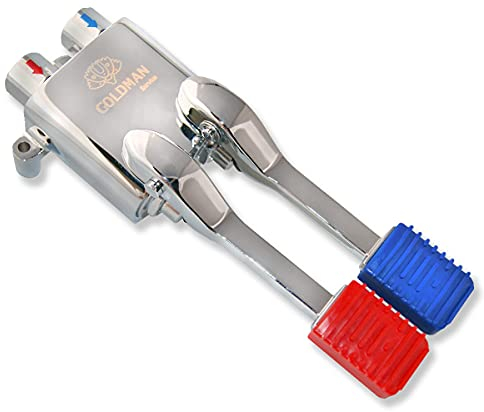 GOLDMAN SERVICE | Mitigeur à pédale, deux eaux, pour éviers industriels, d'hôtellerie, lavabos à pédale. Mitigeur à pied avec deux pédales poussoirs d'eau chaude et froide