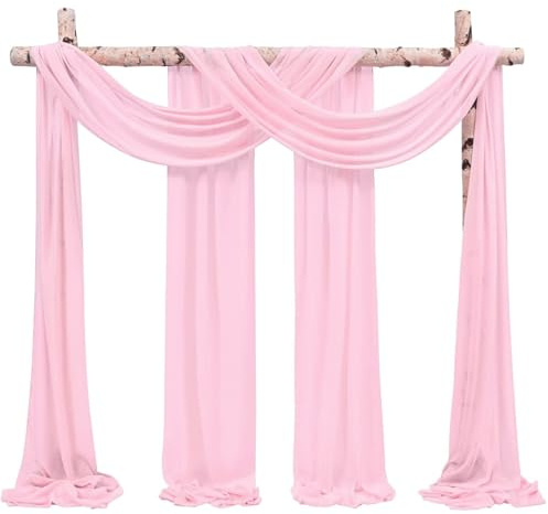 RXMORI 2 pezzi 550 cm rosa matrimonio arco tessuto drappeggiato, tende da soffitto per arco di nozze tessuto drappeggio, tessuto longchiffon drappeggio tende in chiffon