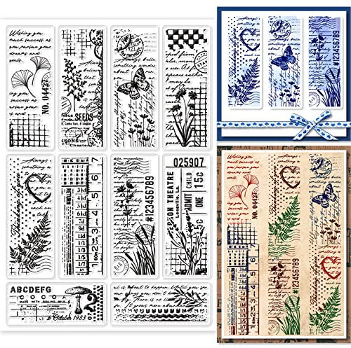 GLOBLELAND Vintage Pflanzen Hintergrund Transparente Stempel für Scrapbooking Textur Hintergrund Klare Stamps Retro Silikonstempel Für Kartengestaltung DIY Prägung Journaling
