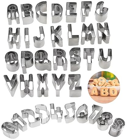 Formine Per Biscotti Lettere, Acciaio Inossidabile Alfabeto Stampini, Acciaio Inossidabile Alfabeto Formine, 36 Pezzi Dell'Alfabeto Tagliabiscotti Acciaio, Formine Per Biscotti Lettere E Numeri