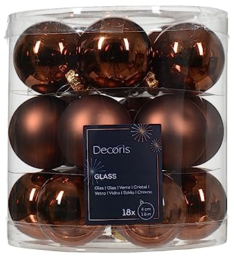 Weihnachtskugeln Glas 4cm x 18 Stück - kleine Christbaumkugeln 40mm Espressobraun