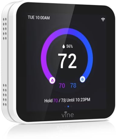 vine Smart Thermostat Larger Color Screen Thermostats for Home Heat and AC, 7 Day Programmable WiFi Thermostat App Control Compatible with Alexa and Google Assistant, C-Wire Required