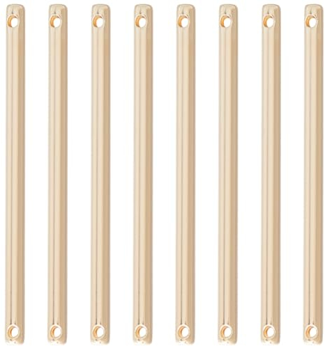 Beebeecraft 30 pz Connettori A Barra Connettori Colonna con Asta in Ottone Placcato Oro 18k Charms con 2 Fori per Braccialetto Collana Creazione di Gioielli Forniture