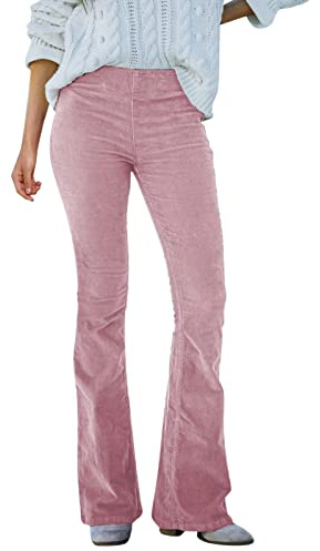 Pantalon large carotte pour femmes - Taille haute - Bootcut - Jambes évasées - Noir - Ajustement slim - Long - Pantalon corduroy - Jambes droites - Pantalon large - Pantalon boyfriend - Pantalon