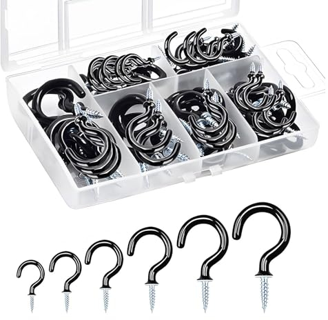 YWKJDDM Schraubhaken Edelstahl, 70 Stück Deckenhaken Haken zum Schrauben, Einschraubhaken für Hängematten Hängesessel Feste Kabel Markisen Haken Decke (6 Größen)