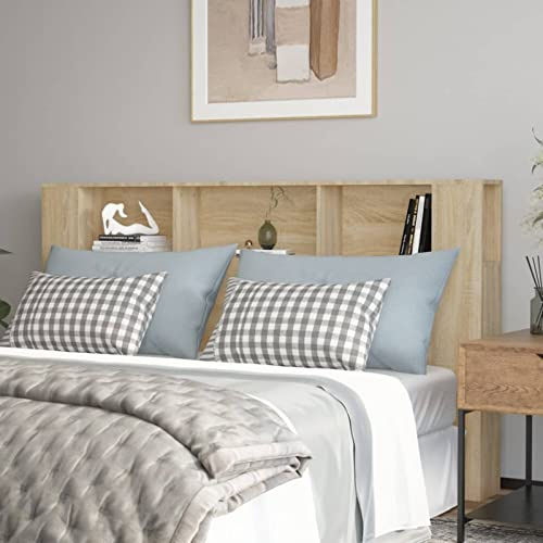 Gecheer sänggavel för säng, modern, med fack, Cotenitore, i flera lager, vit, 180 x 18,5 x 104,5 cm, sänggavel för dubbelsängar, med förvaringslåda