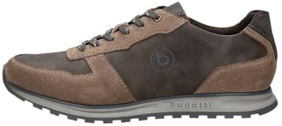 Bugatti Scarpe Basse da Ginnastica da Uomo, Plantare Intercambiabile, Grigio Scuro Tortora 1411, 40 EU