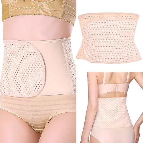 Cinsersr Bauchgurt nach Geburt Rückbildungsgürtel nach Geburt Postpartum Belly Wrap Postpartum Gürtel Bauchgurt Nach Geburt, Verstellbar Postpartum Belly Wrap, Atmungsaktiv Elastische (Beige)