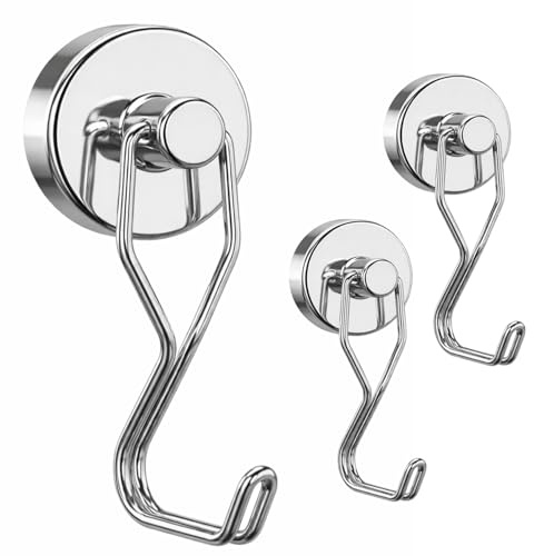 Tohoer Magnetic Hooks, 100LBS Neodymium Magnets Hook Heavy Duty with Rust Proof for Fridge, Refrigerator, Oven, Grill, BBQ, Key, Tools Holder, Kitchen, Outdoor, Hanging Wreaths, Utensil Hangers