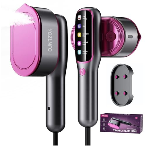 YOZLNFO Travel Steamer for Clothes Adequate Portable: 2-in-1 Mini Handheld Garment Steamer Iron - 15s Heat Up & 5 Adjustable Steam - Large Ceramic Panel - 110-120V