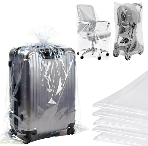 FANXIYA 5 Pcs Sac de Rangement Transparent pour Déménagement, 100 x 150 cm Grand Sac Plastique pour Valise, Sac de Rangement pour Couette et Bagage, Sac XXL Étanche pour Canapé, Tapis et Jouets
