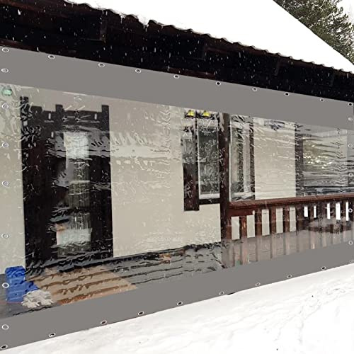 Cortina de exterior resistente para cenador, balcón y pérgola, lona transparente con ojales, personalizable, color gris, protección de parabrisas de 8 x 3 m, para jardín y garaje