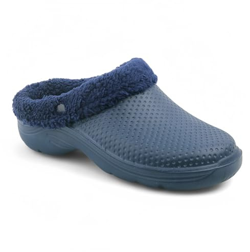 CHILLIFE Zoccoli Invernali da Uomo – Per Lavoro, Cucina e Giardino – EVA con Fodera Calda, Leggeri, Realizzati in Portogallo, Blu navy, 42 EU