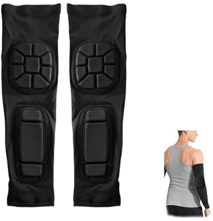 Gomitiere Portiere Calcio, Gomitiere Palestra Braccioli Imbottiti Manicotti con Cuscinetti EVA e Design Antiscivolo, Nero - Confezione da 2