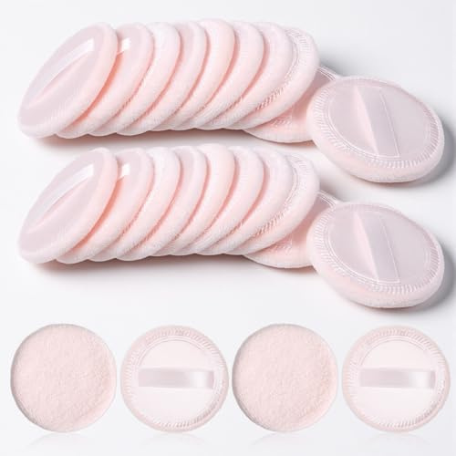 cobee 24 borlas de maquillaje para polvos, de terciopelo, para polvos, redondas, de algodón, lavable, para polvos sueltos (rosa)