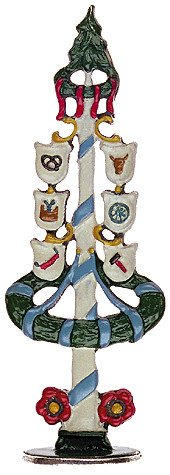 Zinnfigur Maibaum klein (zum Stellen), H: 8,0 cm, handgegossen aus Zinn 93% (ohne Bleizusatz!), handbemalt