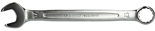 KS TOOLS - 922.0017 - Clé mixte Ultimate - clé plate 17 mm - Finition satinée - clé plate à cliquet en chrome vanadium - Angle de fourche et œil incliné à 15°