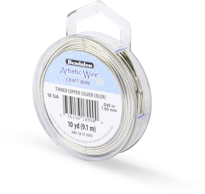 Artistic Wire 1.0 mm Tarnish Resistant Craft Wire, 9.1 m, Tinned Copper (Silver Color), 18 Gauge, 10 yd