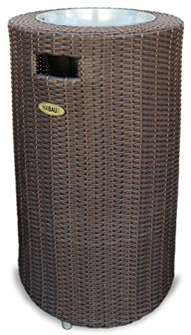 HABAU Pflanzkübel Miami, braun, Übertopf aus Kunststoffgeflecht, mit Blumentopf aus Blech, 40 x 40 x 70 cm