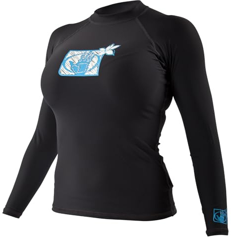 Body Glove Women's Basic Fitted Long Sleeve Rash Guard Tops, Black, Medium
