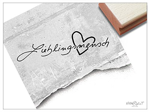 Stempel - Textstempel handschriftlich LIEBLINGSMENSCH mit Herz im Schriftzug - Schriftstempel für Ihre Liebesgrüße z.B. zum Valentinstag oder einfach nur so :) - Typostempel von zAcheR-fineT