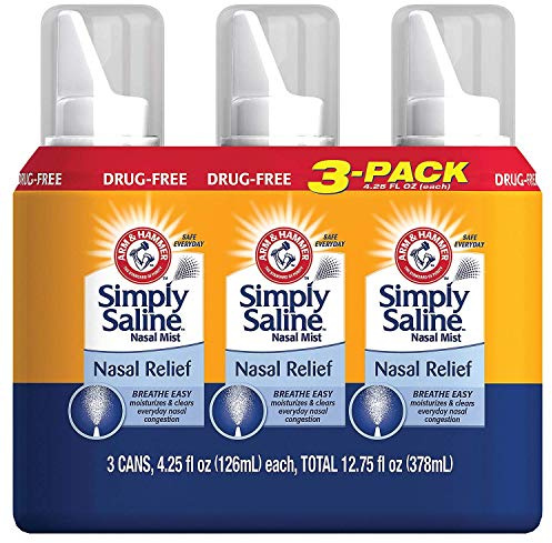 Simply Saline Adult Nasal Mist, Original, Giant Size, Special Multisize of 3 Pack (4.25 Oz Each)