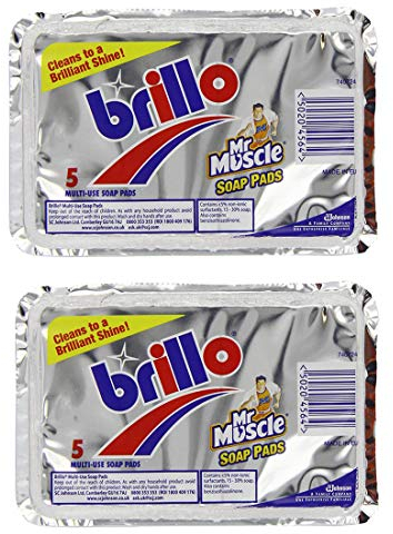 Brillo Pads - Confezione da 5 spugne per sapone, ideali per la pulizia di pentole, pentole, griglie, forni