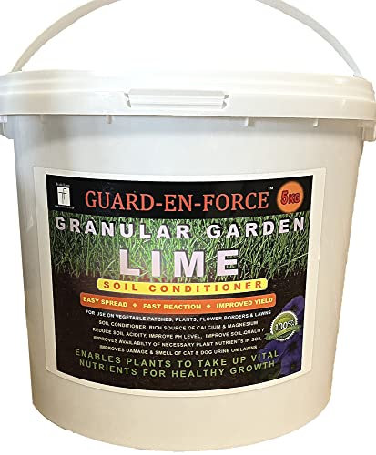 GUARD-EN-FORCE Granular Garden Lime Soil Conditioner, Fast Acting Fertiliser, Lawn, Flower, Tree and Crops Plant Food, Sold in Resealable Tub (5 Kilograms)