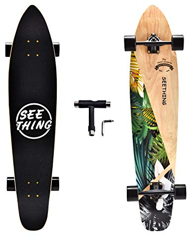 seething 42 Inch Longboard Skateboard Complete Cruiser,The Original Artisan Maple Skateboard Cruiser for Cruising, Carving, Free-Style and Downhill（Jungle）