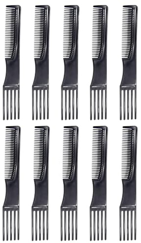 HEALLILY Carbon Lift Teasing Combs - 10Pcs Black Plastic Salon Back Combs for Anti-Static Pick and Most Hair Types
