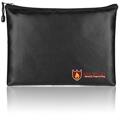 Applyvt Firebag Dokumententasche, Aktentasche Doppelseitiges Feuerfest Tasche Mit Reißverschluss, Feuerfeste Geldtasche Banktasche Für A4 Dokumente Passport Bankdatei Geld Wertsachen, Schwarz