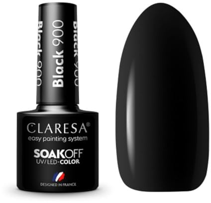 Claresa UV LED Nagellack Collection Hybrid Maniküre Soak Off Nail Polish, Farbe Black, Nr 900, 5ml