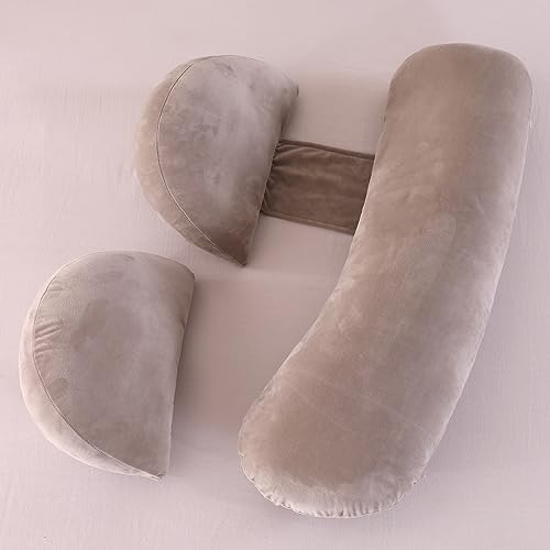 GKXLH Almohadas de embarazo para dormir, almohada de embarazo para espalda, caderas, piernas, almohada de maternidad de terciopelo suave para mujeres embarazadas, desmontable y ajustable con funda de