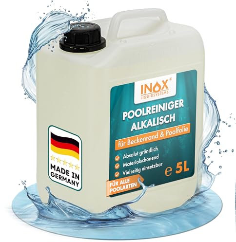 INOX® Nettoyant alcalin pour bords de piscine 5 l | Nettoyeur de bord de bassin très efficace pour film de piscine, carrelage et céramique | Nettoyant pour bord de piscine pour piscines en film et