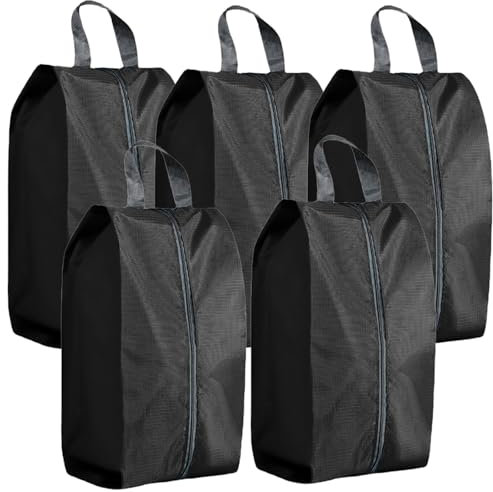 Schuhtasche 5er Set,Schuhbeutel Reise,Wasserabweisend Staubdicht Schmutzabweisender Geruchsdichte Schuhtasche,Reise-Zubehör,Trennung Von Schuhen Kleidung Reisezubehör Schwarz