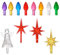 100stk Ersatzbirnen aus Keramik für Weihnachtsbaum, Kunststoff Lichter Inklusive Gewellter Glühbirne und Stern-/Engel-Ornament Weihnachtsdekoration für Keramikbaum