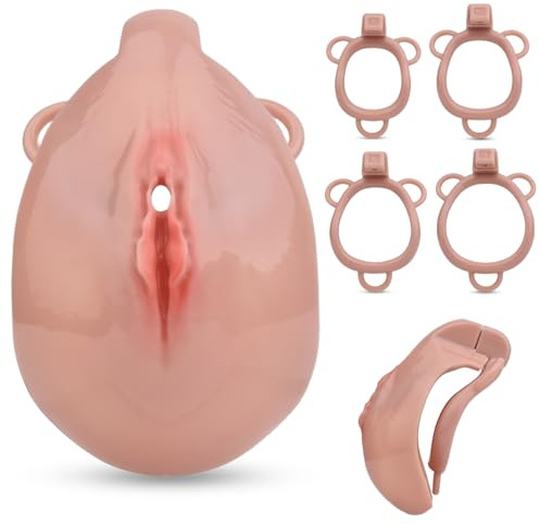 BDSMYOU Gabbia per Pene Chastity Cage Sex Toys,Gabbia di Castità con Labbra Vaginali e Cintura di Castità,BDSM Bondage Imitazione Vagina Gay,Sexytoysys Uomo,Toys Sessuali per Uomini