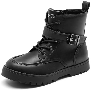 DREAM PAIRS Boy Girls Ankle Comfort Autumn Boot,Black,6 Big Kid