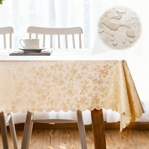 Ranjima Bordsduk tvättbar, dukar 100 x 140 cm ornament rektangulär bordsduk damast, reptålig av polyester, vattentät utomhus bordsduk för vardagsrum, matsal, balkong, trädgård