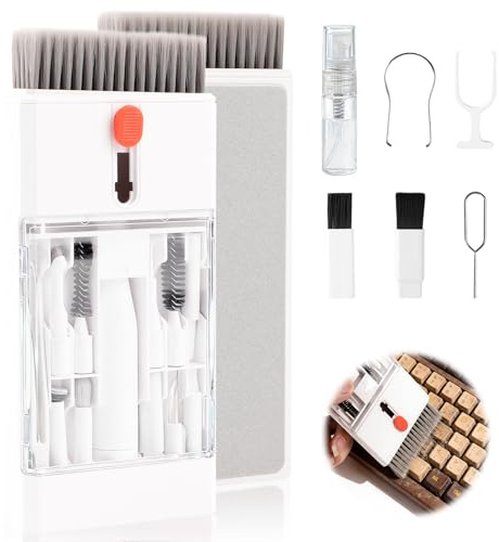 Set di pulizia per tastiera, 22 in 1, per la pulizia del cellulare, per la pulizia delle cuffie, per PC, con penna di pulizia, spazzole, per tastiere, laptop, cuffie, telefoni cellulari e fotocamere