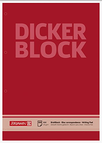 Brunnen 1052786 Briefblock / Schreibblock / Der dicke Block (A4, blanko, 100 Blatt, 60g/m², 4-fach gelocht)